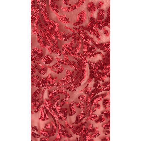 Calvin Klein Short Sleeve Sequin Sheath Cocktail Dress Womens Size 6 Red - Picture 7 of 9